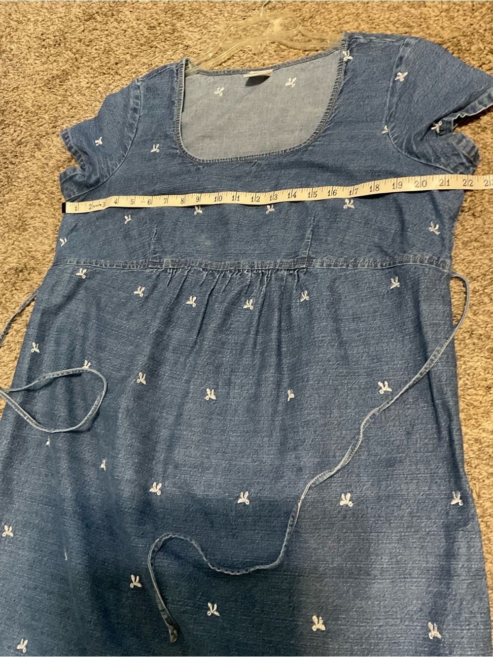 Motherhood Maternity Embroidered Denim Dress with Ties Large - Picture 7 of 9